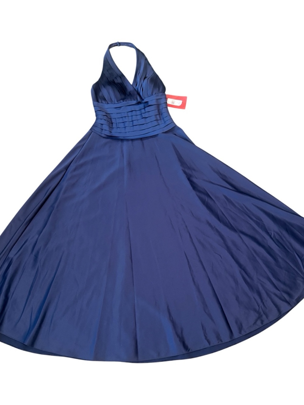 New JS Collections Navy Blue Gown Maxi Halter Formal Wedding Dress Size 12 Bra